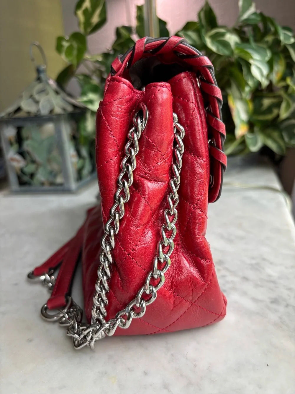 Michael Kors Red Quilted Chain-Shoulder Bag